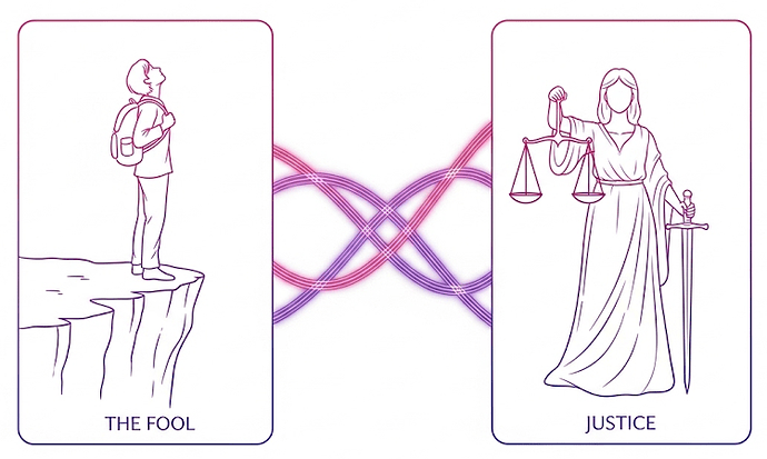 fool and justice tarot combo