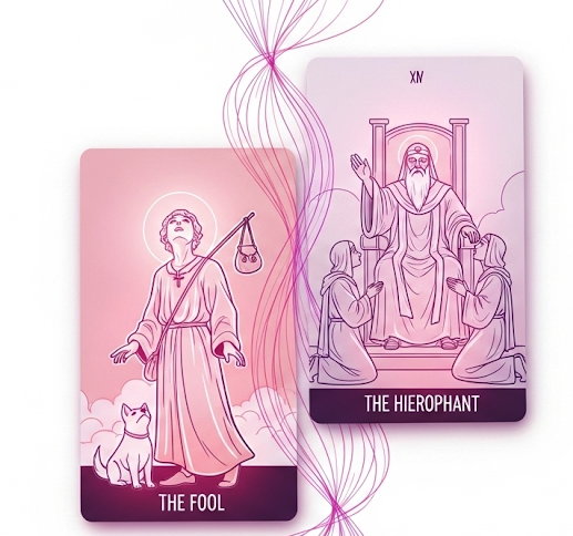 fool and Hierophant tarot combination